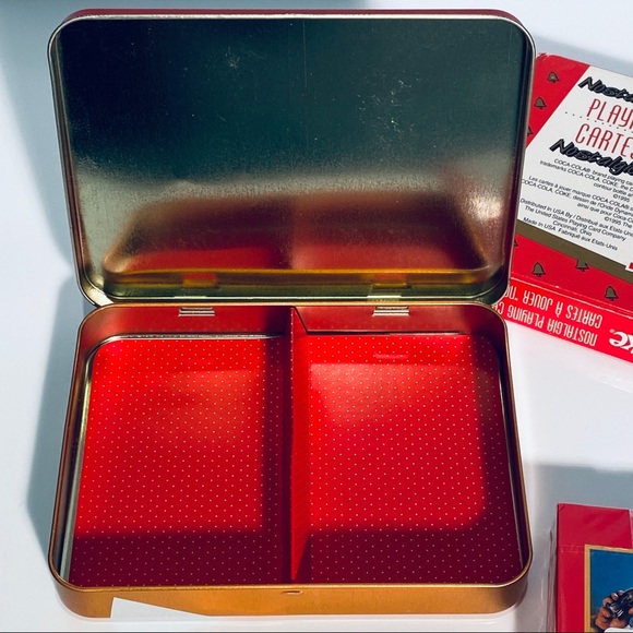 New Sealed Coca Cola Playing Cards Tin Box 1995 Christmas - Picture 10 of 13